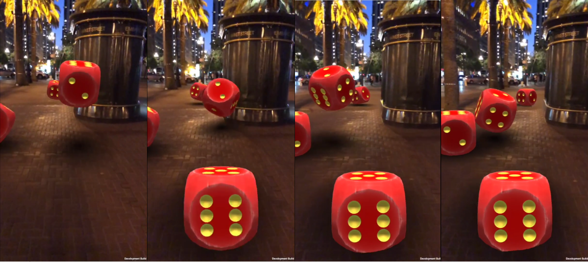 Augmented reality in action &ndash; a fast, portable and realistic physics engine is needed to calculate the collisions with complex surfaces in the real world